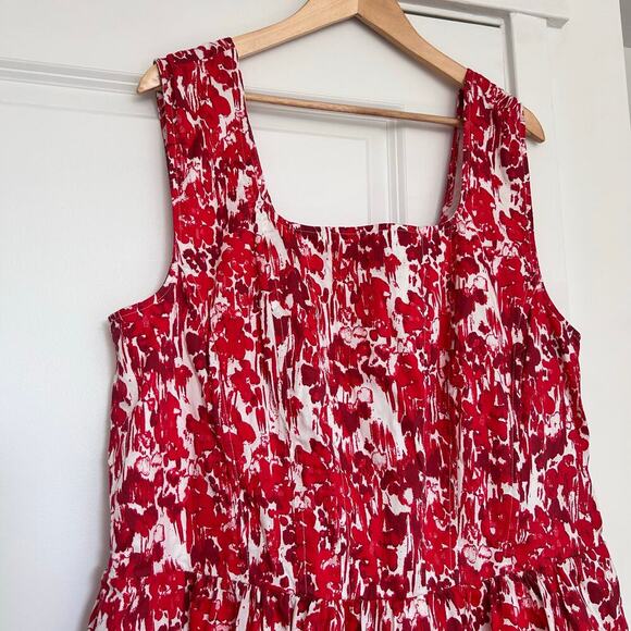 NWT Aureta Square Neck Corset A-Le Dress Midi Women’s 2X Red Bloomcore Romantic - Picture 3 of 13